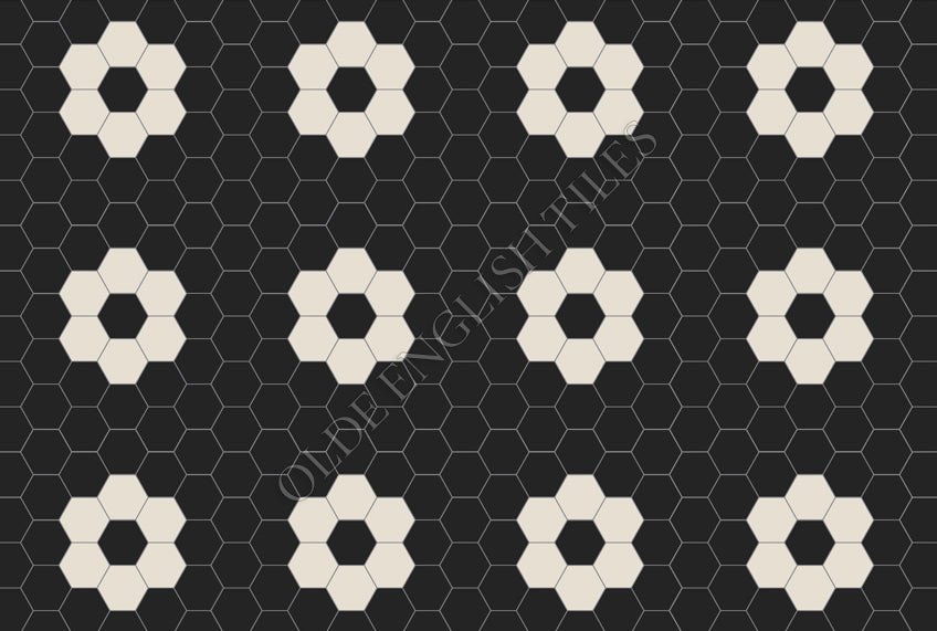 Mosaic Tiles -  Algonquin 50 Black with White Pattern