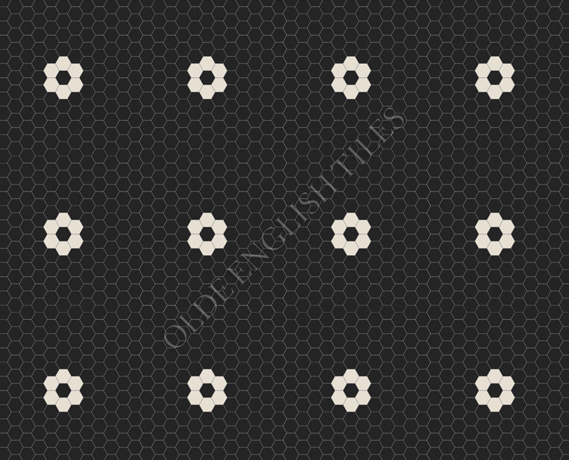 Mosaic Tiles -  Algonquin 25 Black with White Pattern