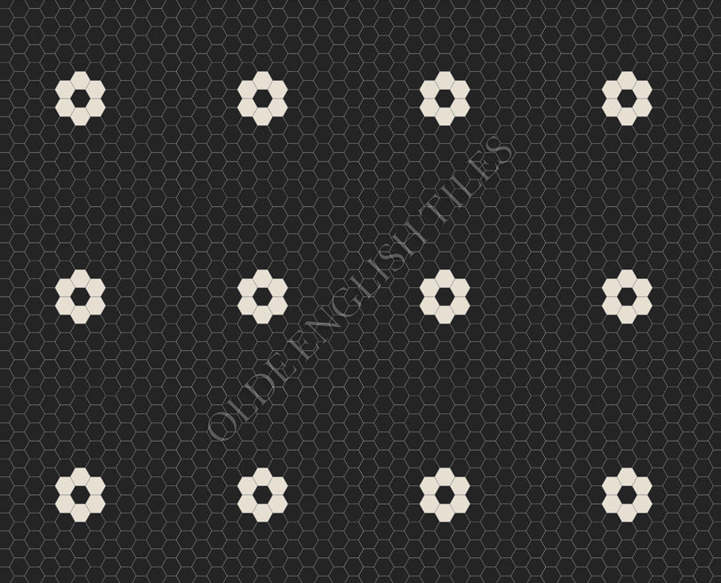 Mosaic Tiles -  Algonquin 25 Black with White Pattern