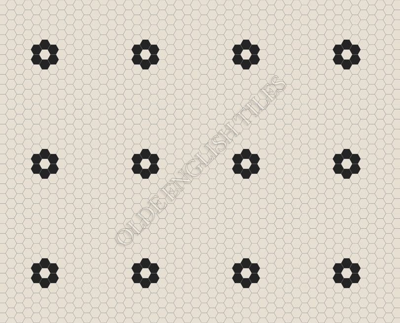 Mosaic Tiles -  Algonquin 25 White with Black Pattern