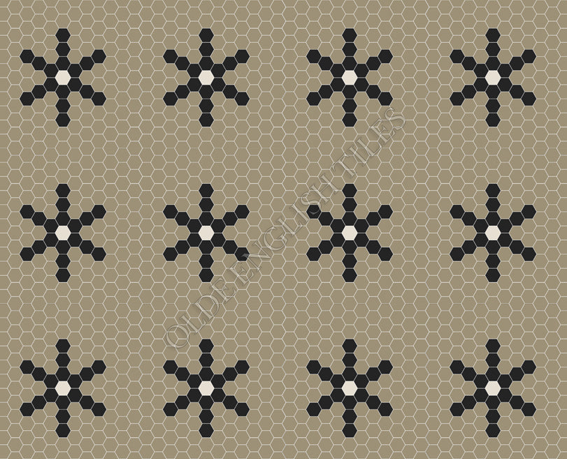 Classic Mosaic Patterns -  Central Park 25 Light Grey with Black & White Pattern