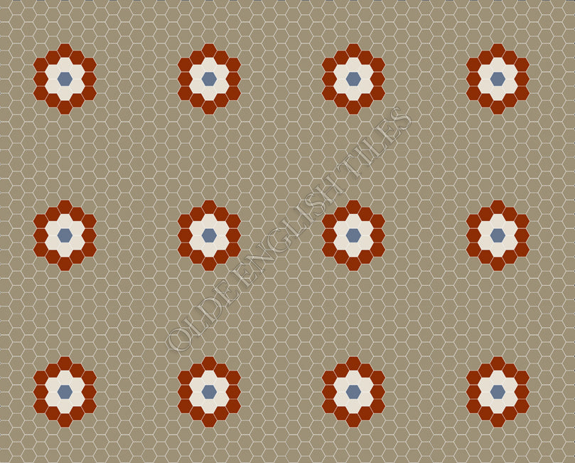 Classic Mosaic Patterns -  Empire Multi 25 Light Grey with Special Red, White and Light Blue Pattern