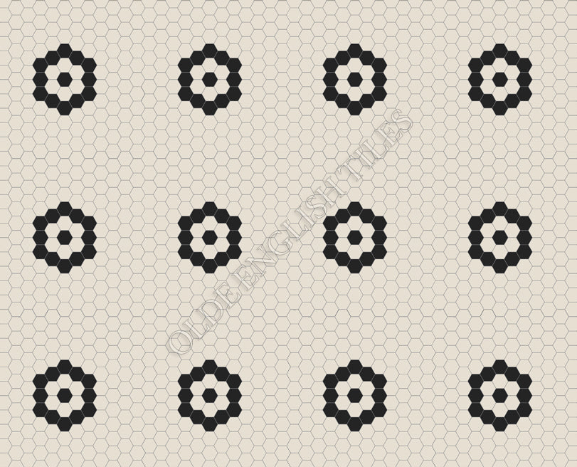 Classic Mosaic Patterns -  Empire 25 White with Black Pattern