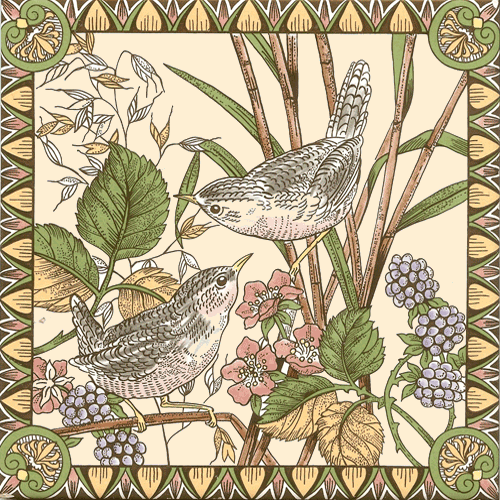 Victorian & Federation Wall Tiles - Bird and berries