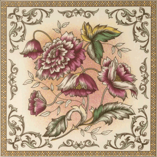 Fireplace and Hearth tiles -  Crysanthemum hearth tile