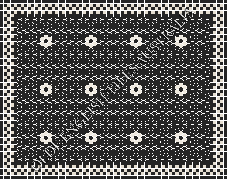 Mosaic Tiles - Algonquin 25 Black with White Pattern