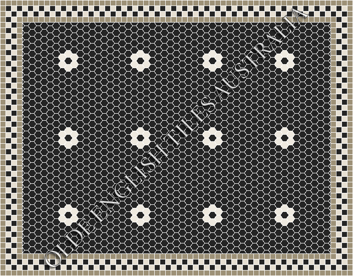 Classic Mosaic Patterns - Algonquin 25 Black with White Pattern