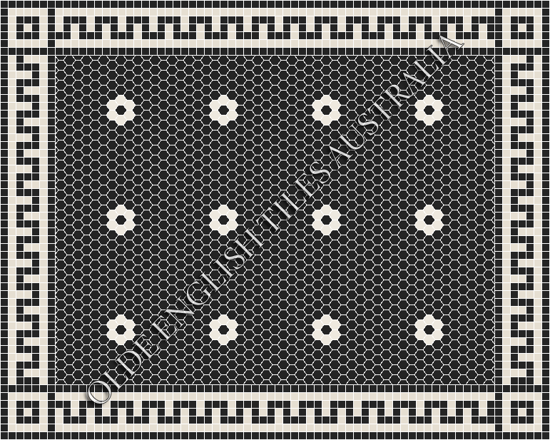 Classic Mosaic Patterns - Algonquin 25 Black with White Pattern