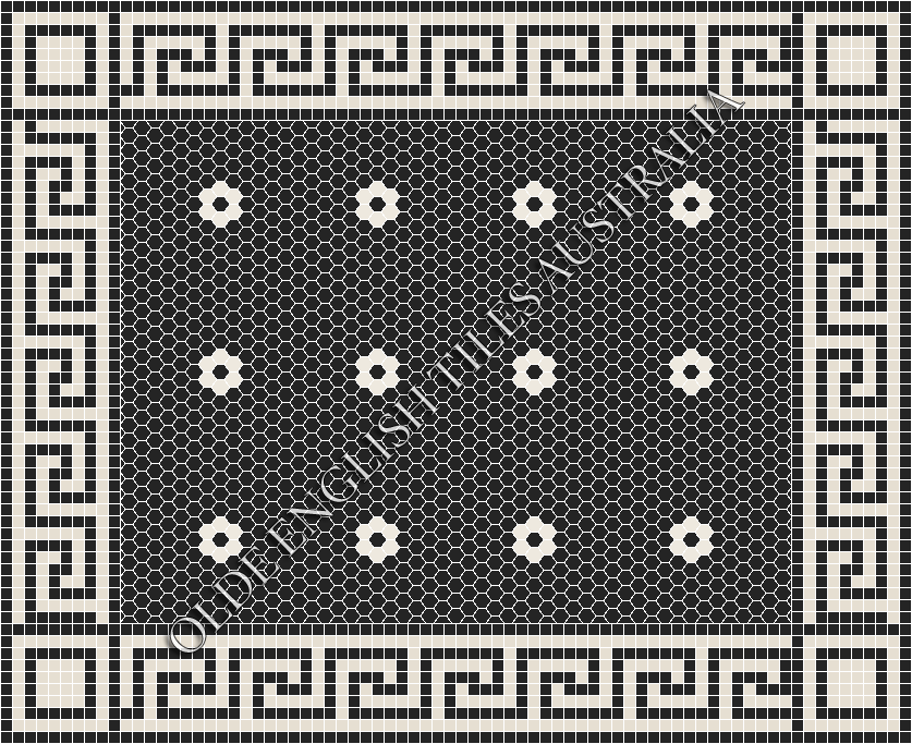 Classic Mosaic Patterns - Algonquin 25 Black with White Pattern