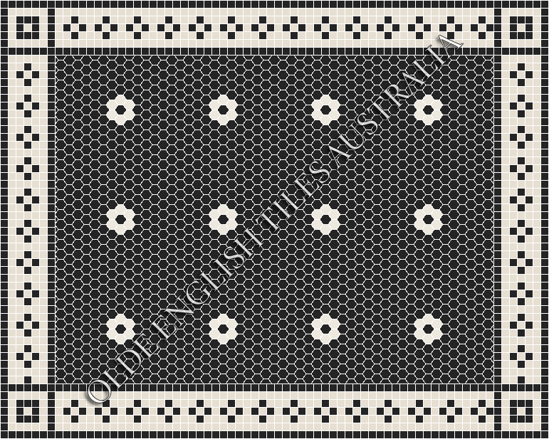 Classic Mosaic Patterns - Algonquin 25 Black with White Pattern