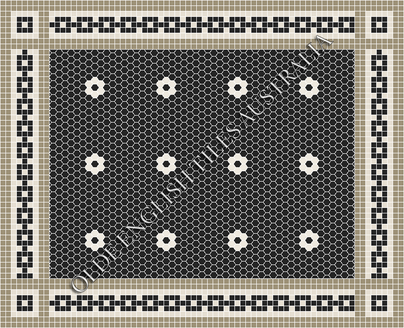 Classic Mosaic Patterns - Algonquin 25 Black with White Pattern