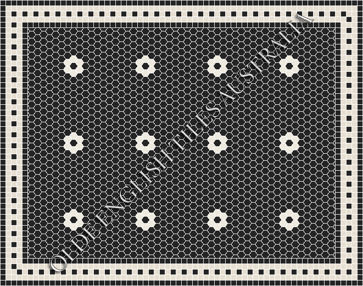 Classic Mosaic Patterns - Algonquin 25 Black with White Pattern