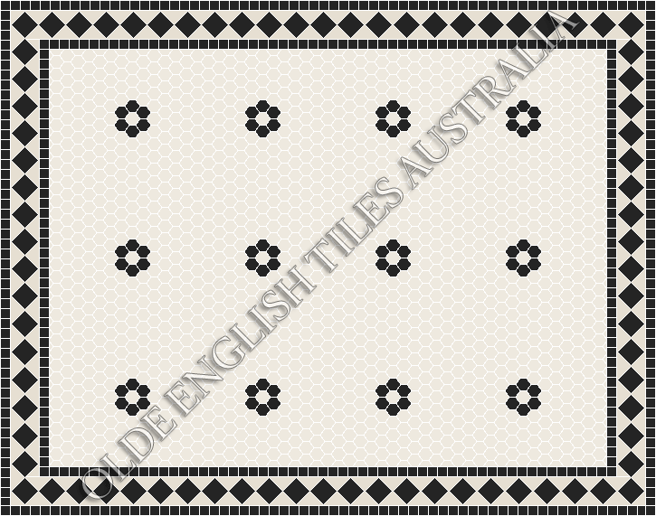 Mosaic Tiles - Algonquin 25 White with Black Pattern