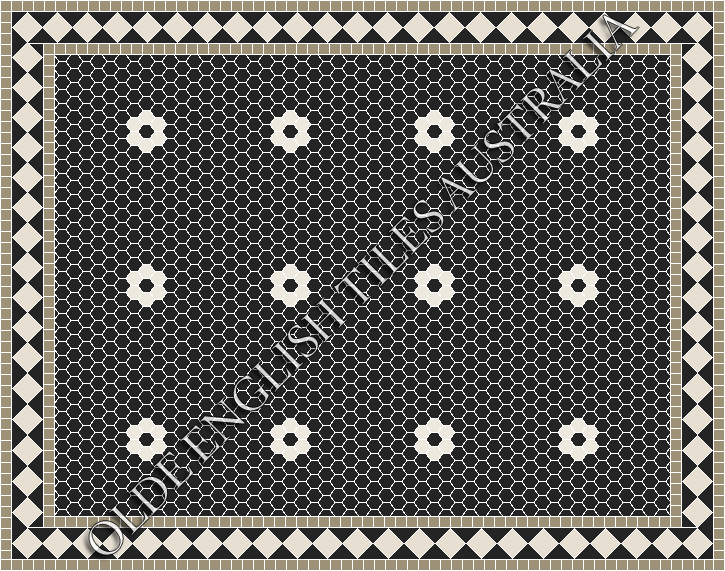 Classic Mosaic Patterns - Algonquin 25 Black with White Pattern