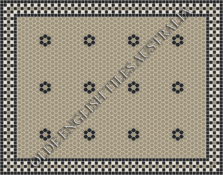 Classic Mosaic Patterns - Algonquin 25 Light Grey with Black Pattern