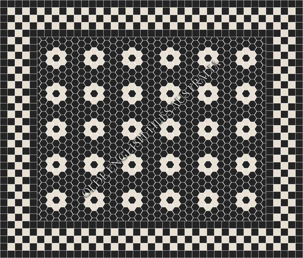 Mosaic Tiles - Algonquin 50 Black with White Pattern