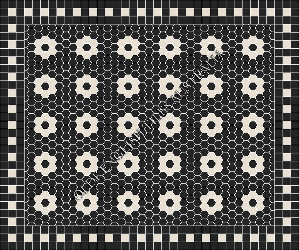 Mosaic Tiles - Algonquin 50 Black with White Pattern