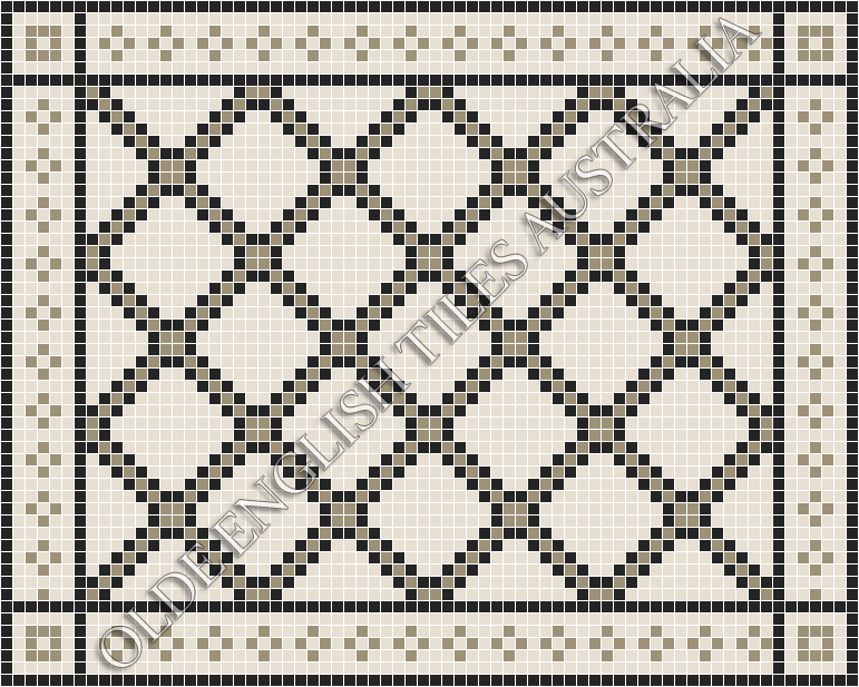 Classic Mosaic Patterns - Astoria 20 Multi White with Light Grey & Black Pattern