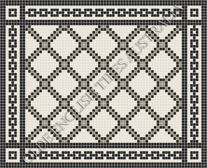 Classic Mosaic Patterns - Astoria 20 Multi White with Light Grey & Black Pattern