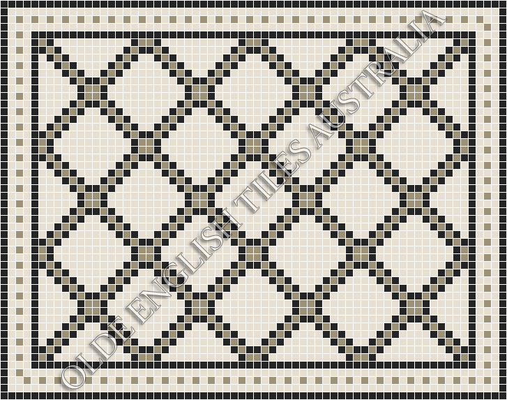 Classic Mosaic Patterns - Astoria 20 Multi White with Light Grey & Black Pattern