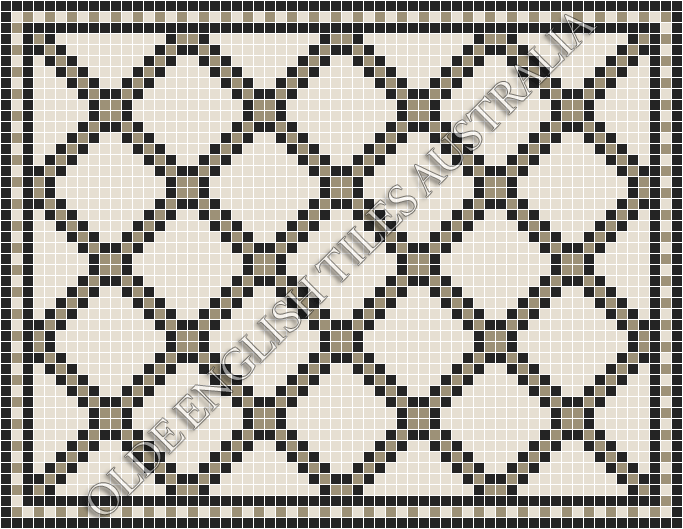 Classic Mosaic Patterns - Astoria 20 Multi White with Light Grey & Black Pattern
