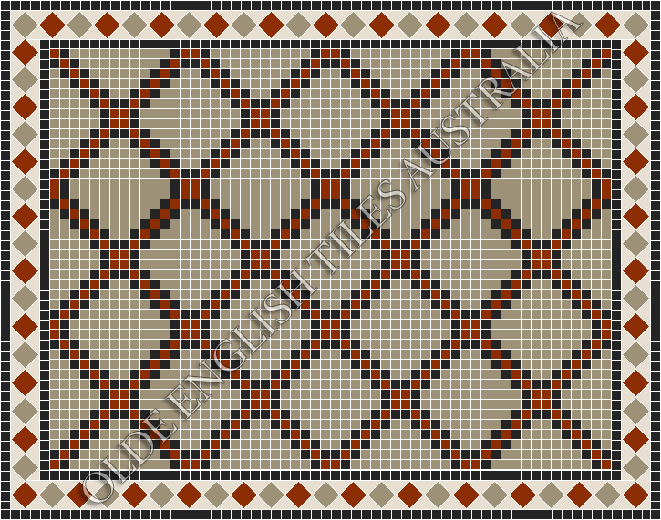 Classic Mosaic Patterns - Astoria 20 Multi Light Grey with Black & Special Red Pattern