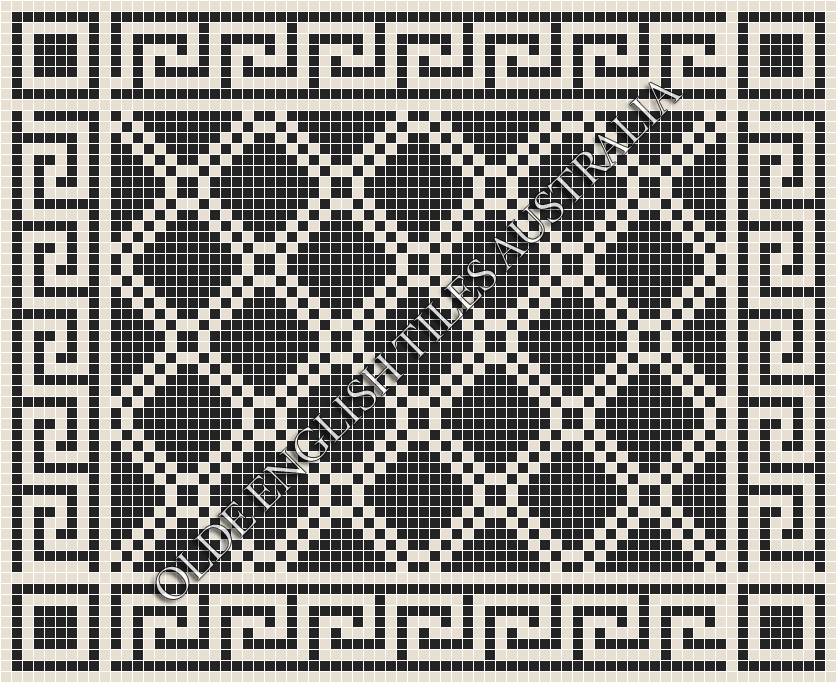 Classic Mosaic Patterns - Astoria 20 Black with White Pattern