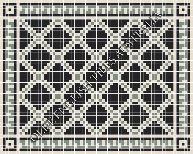 Classic Mosaic Patterns - Astoria 20 Multi Black with White & Light Green Pattern