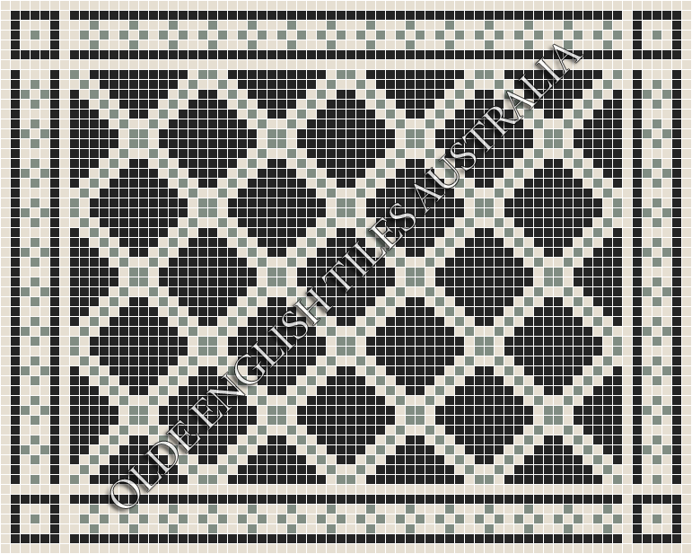 Classic Mosaic Patterns - Astoria 20 Multi Black with White & Light Green Pattern