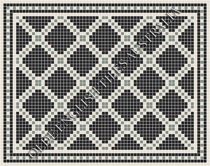 Classic Mosaic Patterns - Astoria 20 Multi Black with White & Light Green Pattern