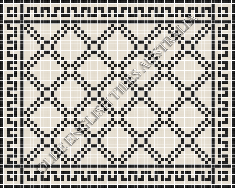 Classic Mosaic Patterns - Astoria 20 White with Black Pattern