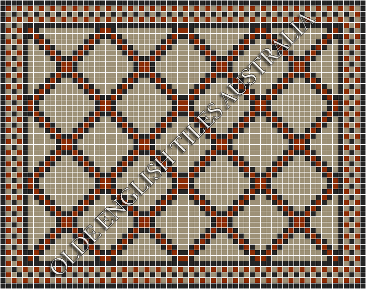 Classic Mosaic Patterns - Astoria 20 Multi Light Grey with Black & Special Red Pattern