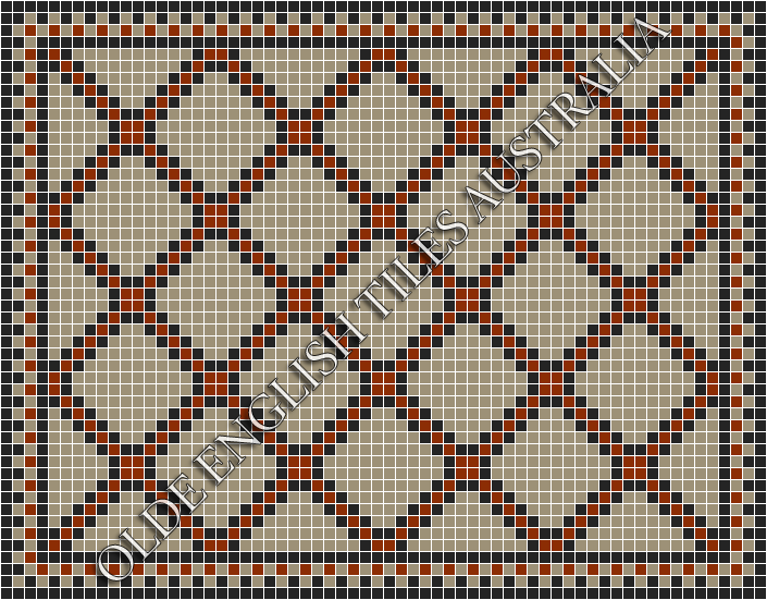 Classic Mosaic Patterns - Astoria 20 Multi Light Grey with Black & Special Red Pattern