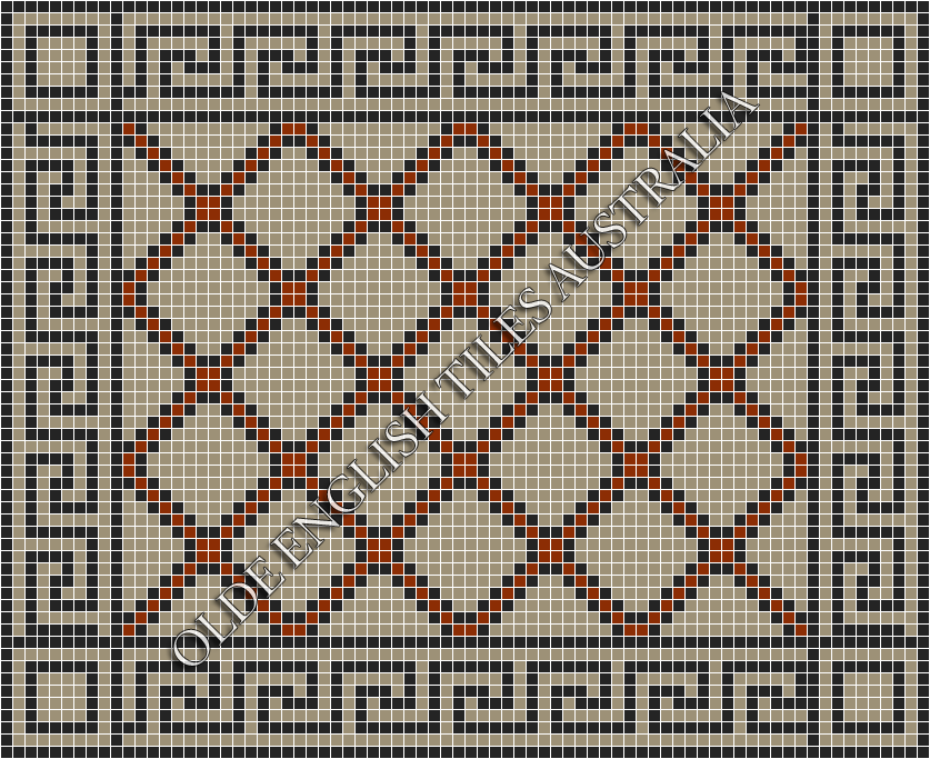 Classic Mosaic Patterns - Astoria 20 Multi Light Grey with Black & Special Red Pattern