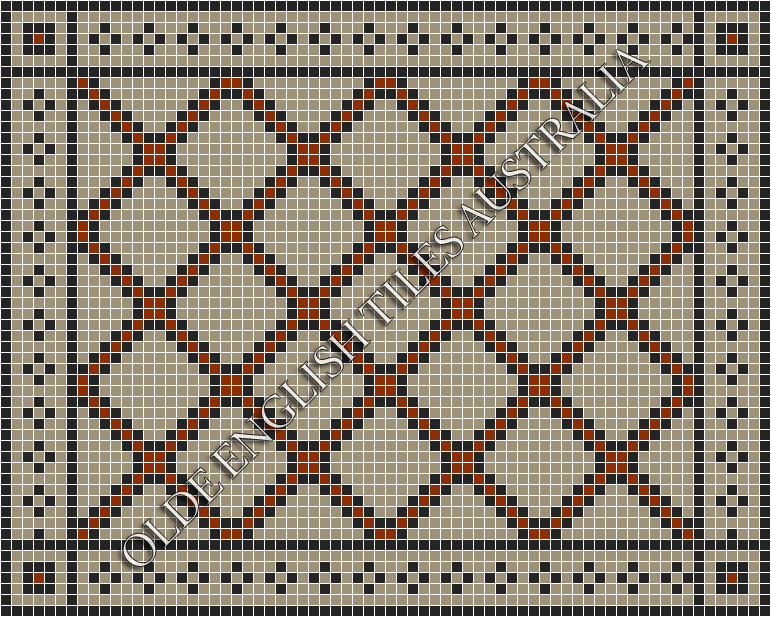 Classic Mosaic Patterns - Astoria 20 Multi Light Grey with Black & Special Red Pattern