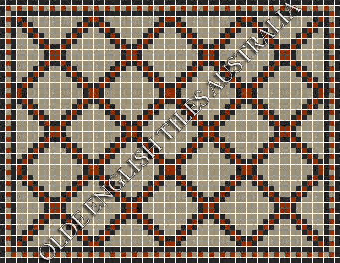 Classic Mosaic Patterns - Astoria 20 Multi Light Grey with Black & Special Red Pattern