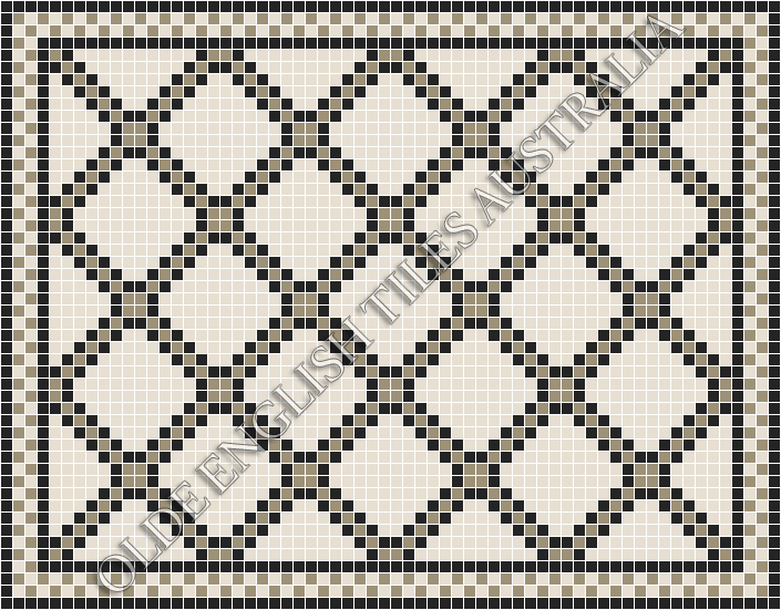 Classic Mosaic Patterns - Astoria 20 Multi White with Light Grey & Black Pattern