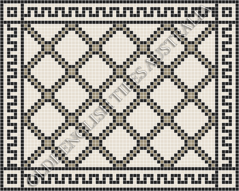 Classic Mosaic Patterns - Astoria 20 Multi White with Light Grey & Black Pattern