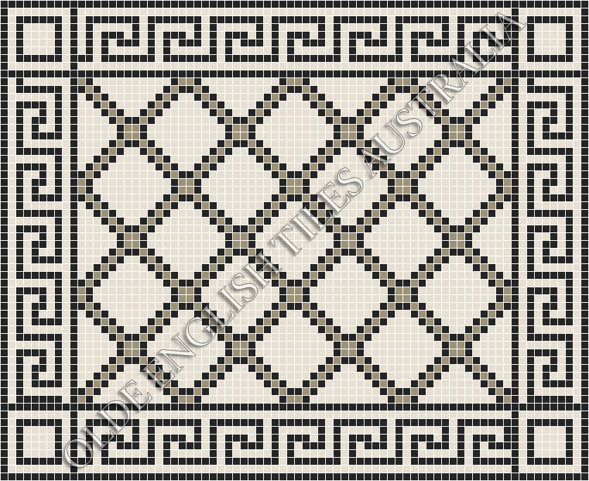 Classic Mosaic Patterns - Astoria 20 Multi White with Light Grey & Black Pattern