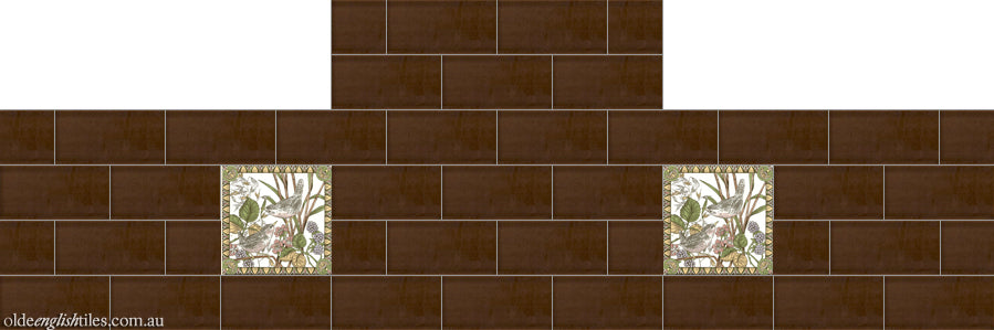 Fireplace and Hearth tiles -  Birds and Berries with Brown