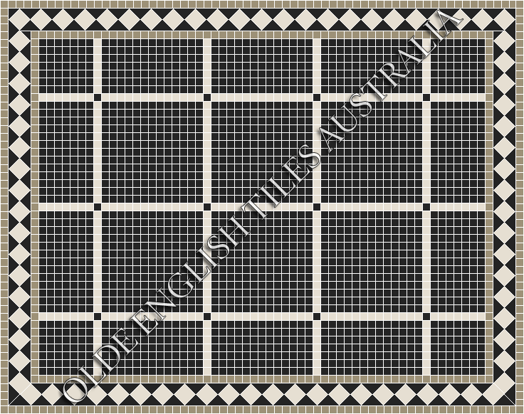 Classic Mosaic Patterns - Brooklyn 20 Black with White Pattern