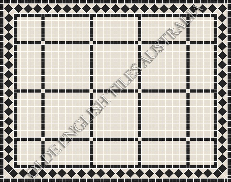 Classic Mosaic Patterns - Brooklyn 20 White with Black Pattern
