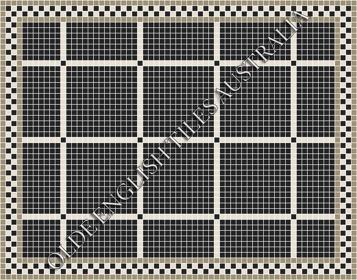 Classic Mosaic Patterns - Brooklyn 20 Black with White Pattern