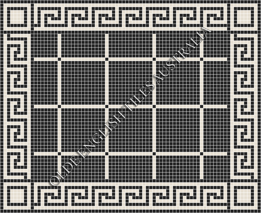 Classic Mosaic Patterns - Brooklyn 20 Black with White Pattern