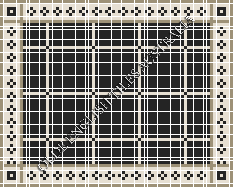 Classic Mosaic Patterns - Brooklyn 20 Black with White Pattern