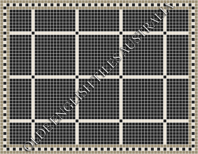 Classic Mosaic Patterns - Brooklyn 20 Black with White Pattern