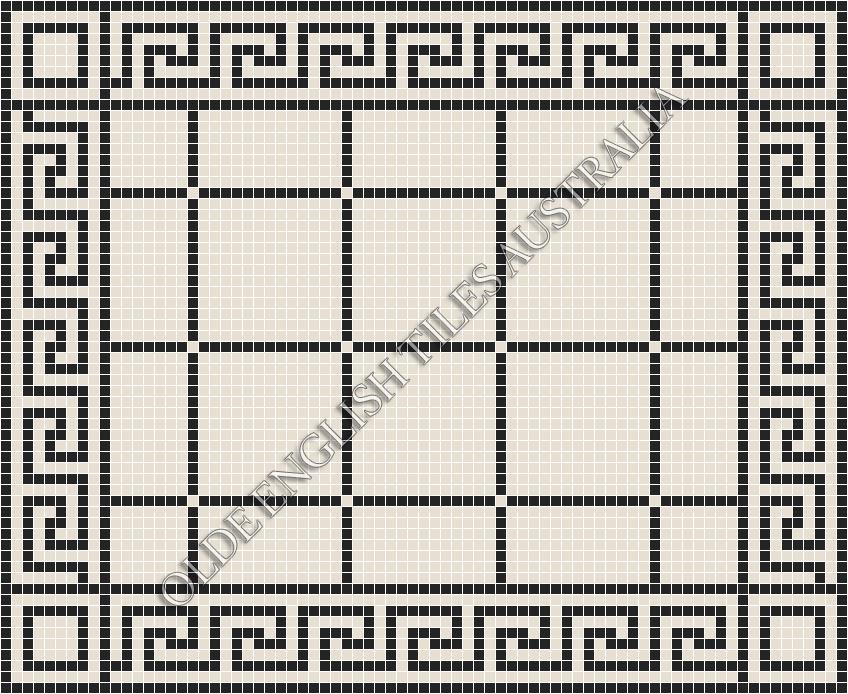 Classic Mosaic Patterns - Brooklyn 20 White with Black Pattern
