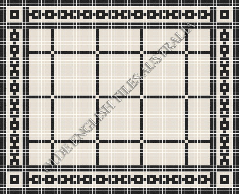 Classic Mosaic Patterns - Brooklyn 20 White with Black Pattern
