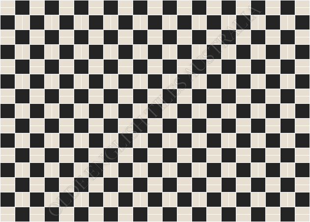 Classic Mosaic Patterns -  Cannes 1 50 x 50 and 50 x 23.5 Black with White