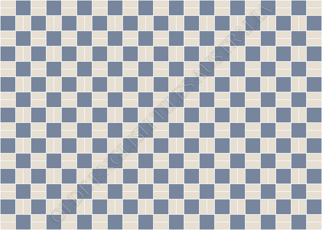 Classic Mosaic Patterns -  Cannes 3 50 x 50 and 50 x 23.5 Special Blue with White